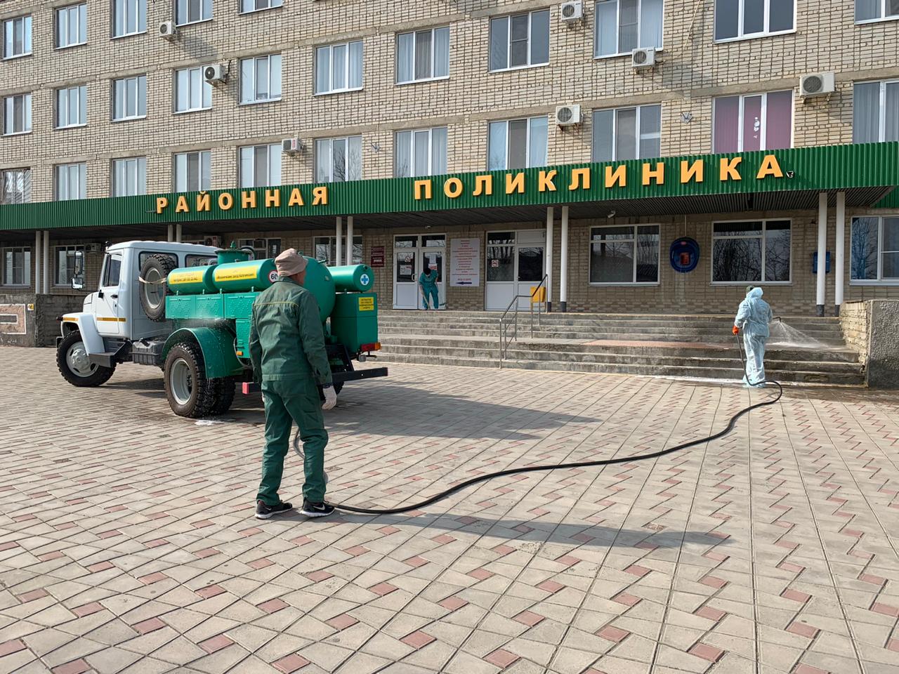 В Красноармейском районе начали дезинфицировать улицы